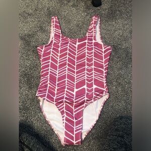 Lavender/purple and white Geometric One-Piece Swimsuit